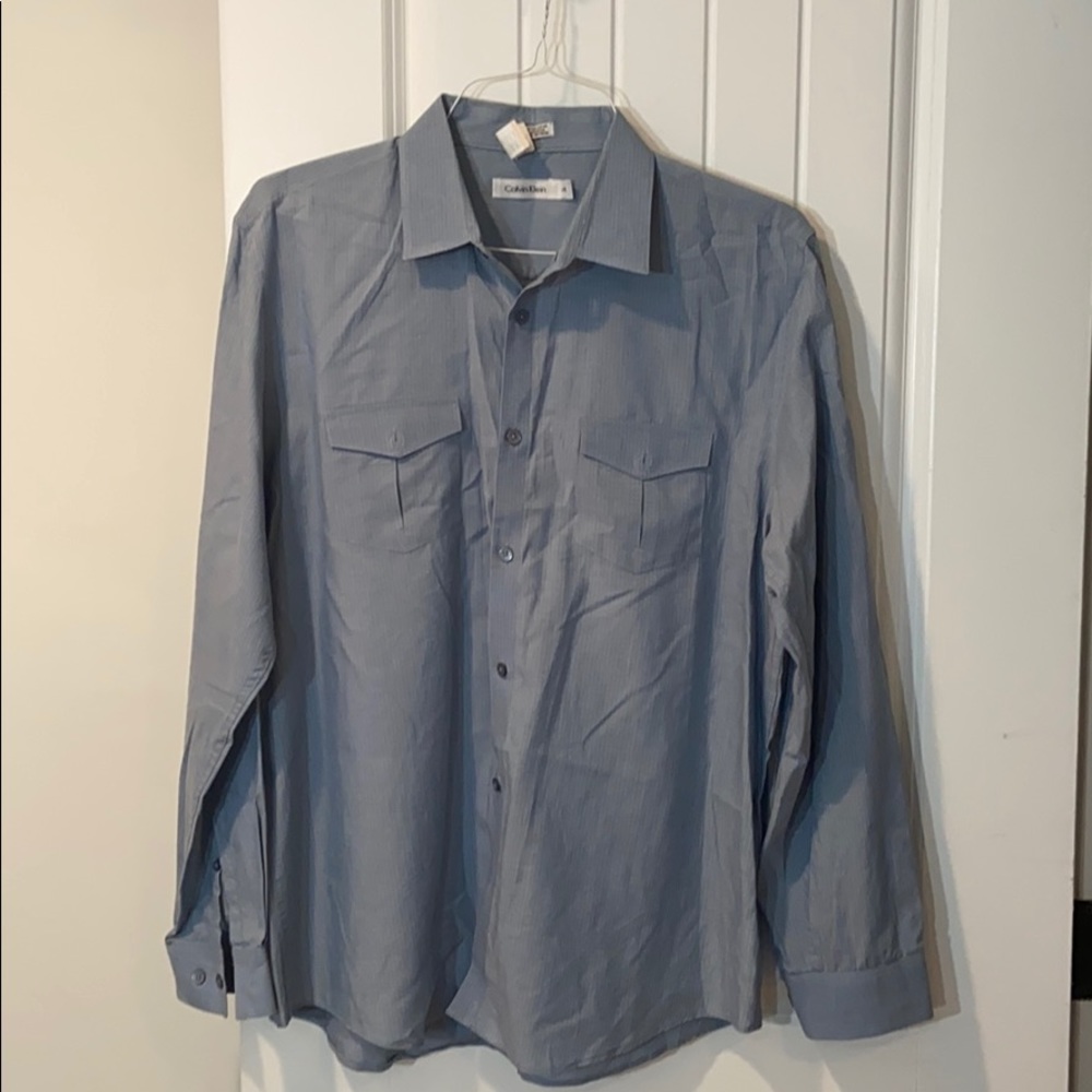 🔥🔥🔥Calvin Klein Button Down Sleeve Blue Large